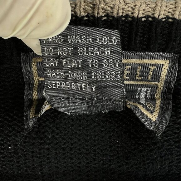 Sansabelt Sport Mens M  V-Neck Black Cotton Sweater Geometric Pattern Timeless - Picture 13 of 14